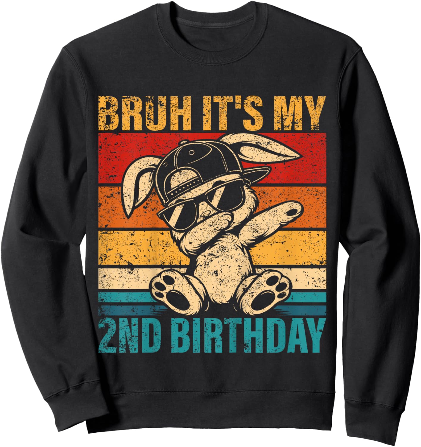 2 Year Old Birthday Dabbing Bunny Bruh It's My 2nd Birthday Sweatshirt - Sweatshirt | Black