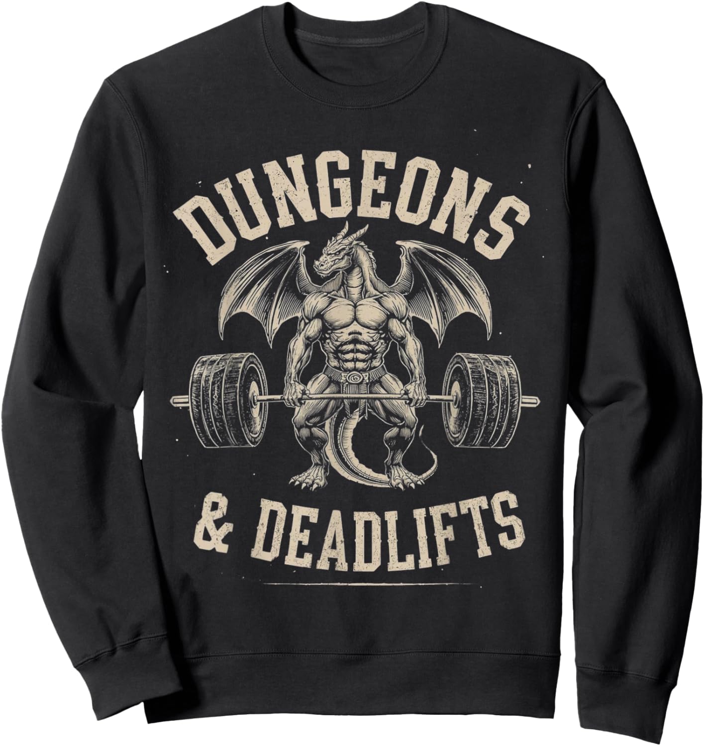 Dungeons and Deadlifts Gym Workout Fantasy Sweatshirt - Sweatshirt | Black