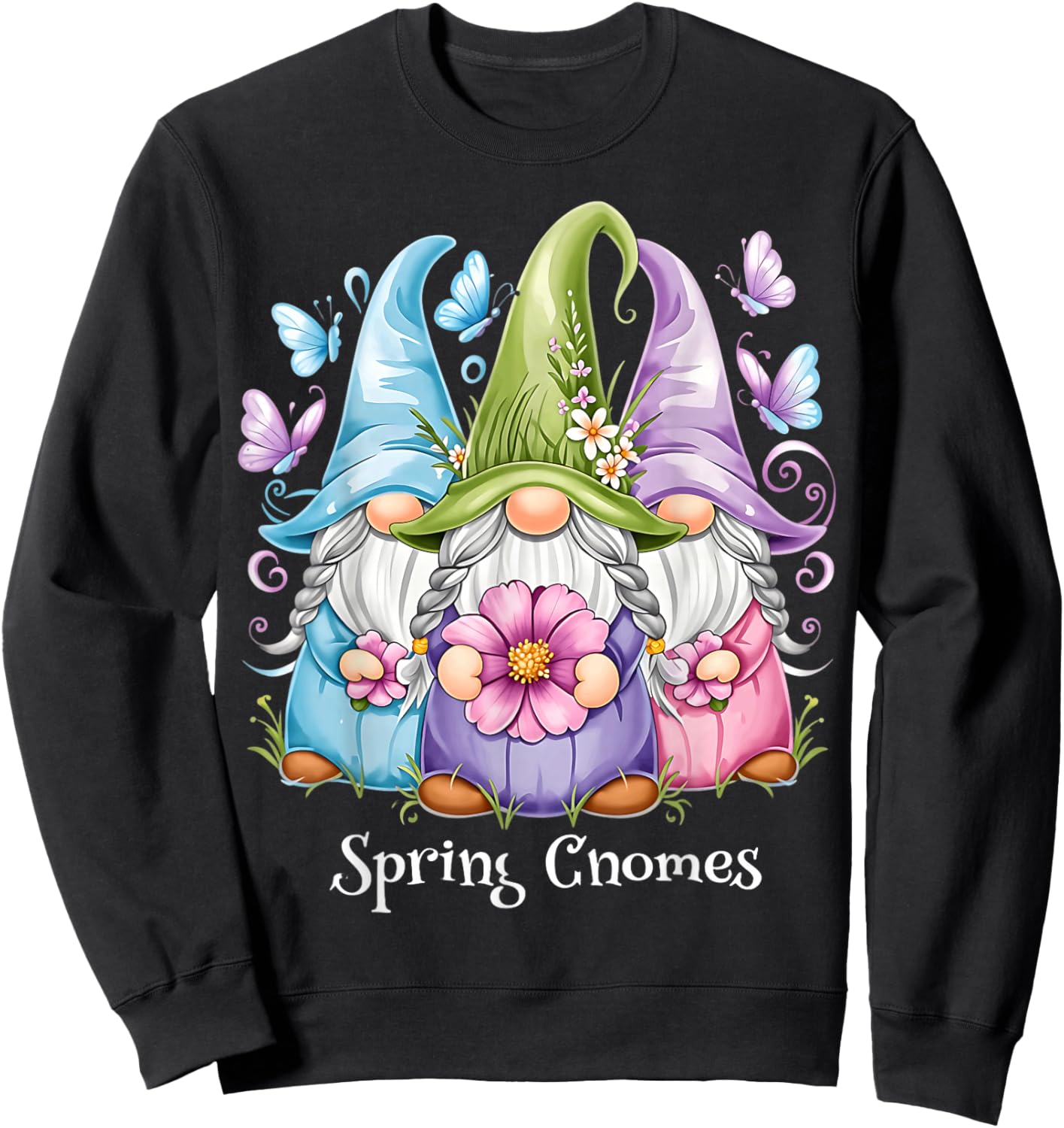 Adorable Spring Gnomes Magical Garden Joy Sweatshirt - Sweatshirt | Black