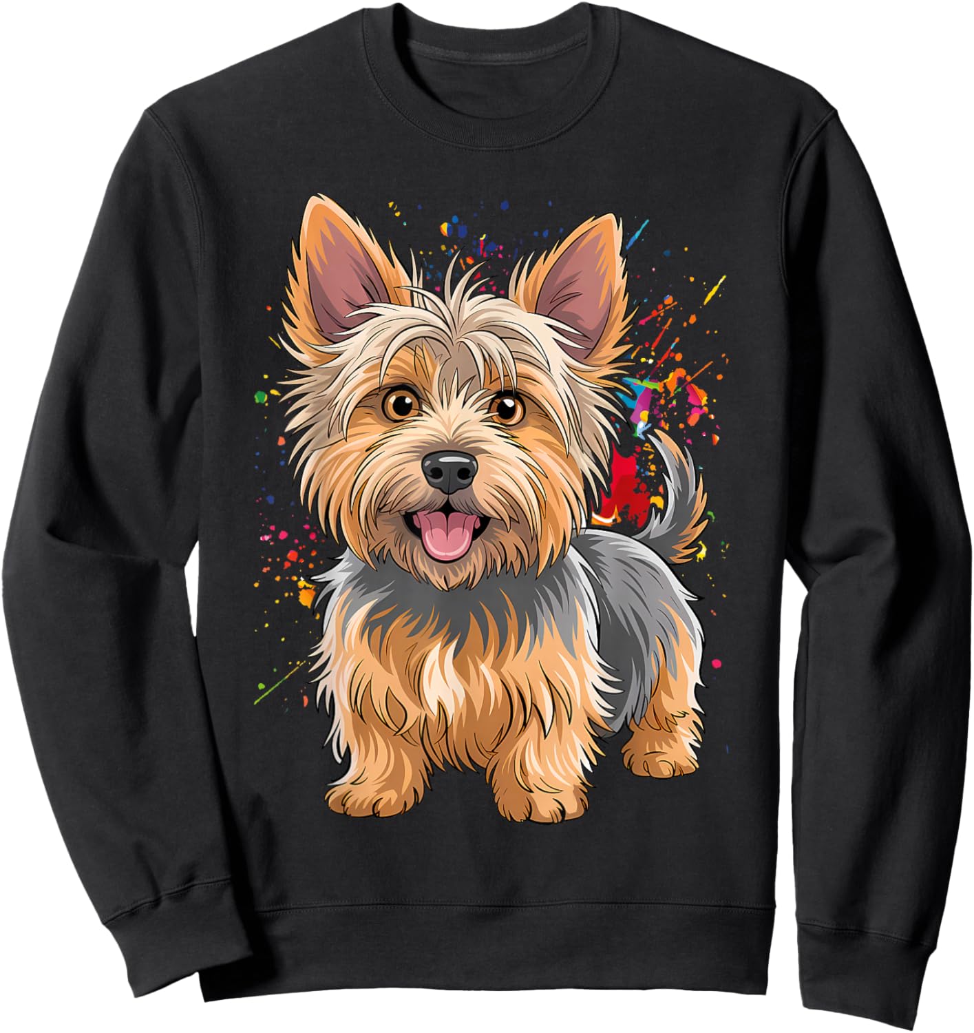 Watercolor Colorful Australian Silky Terrier Dog Sweatshirt - Sweatshirt | Black