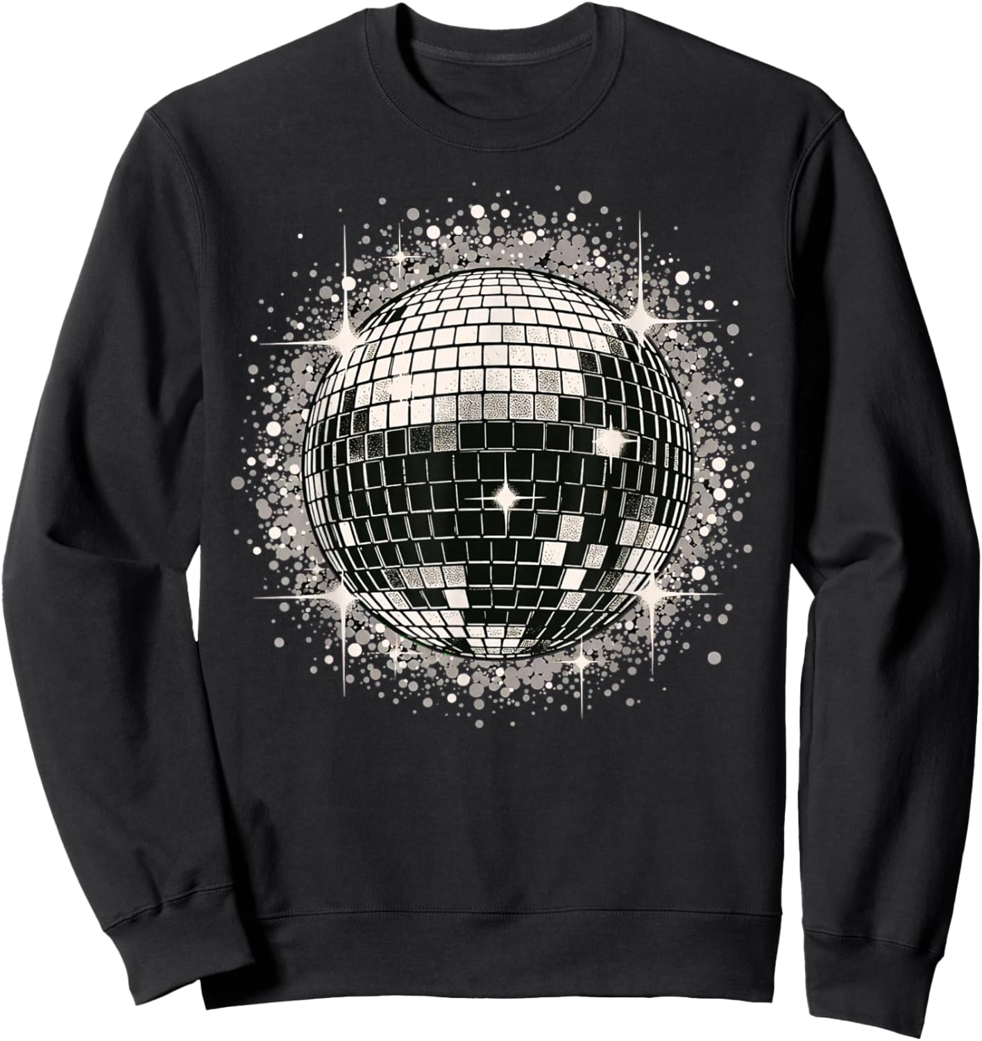 Black & White Disco Ball Retro Party Sweatshirt - Sweatshirt | Black