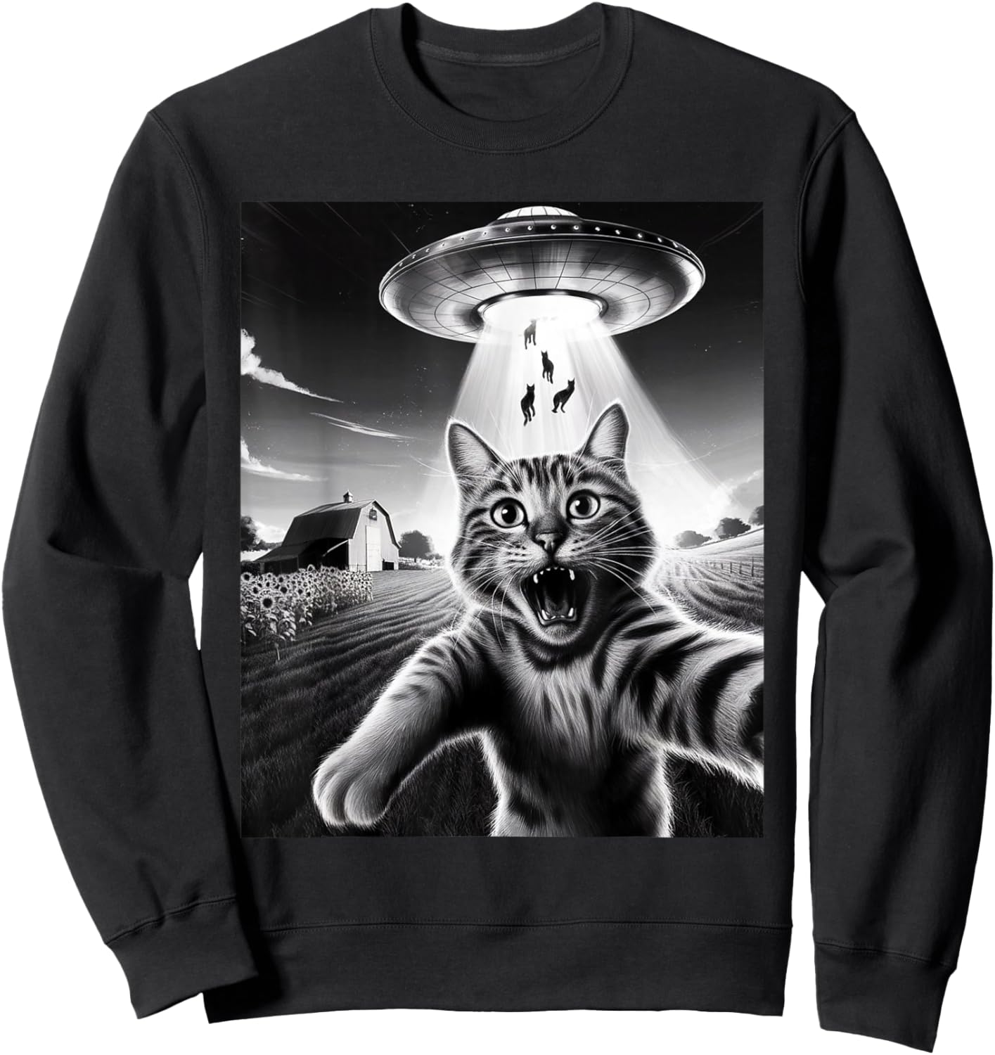 Cat UFO Aliens Sarcastic Humor Sayings Sarcasm Quotes Sweatshirt - Sweatshirt | Black
