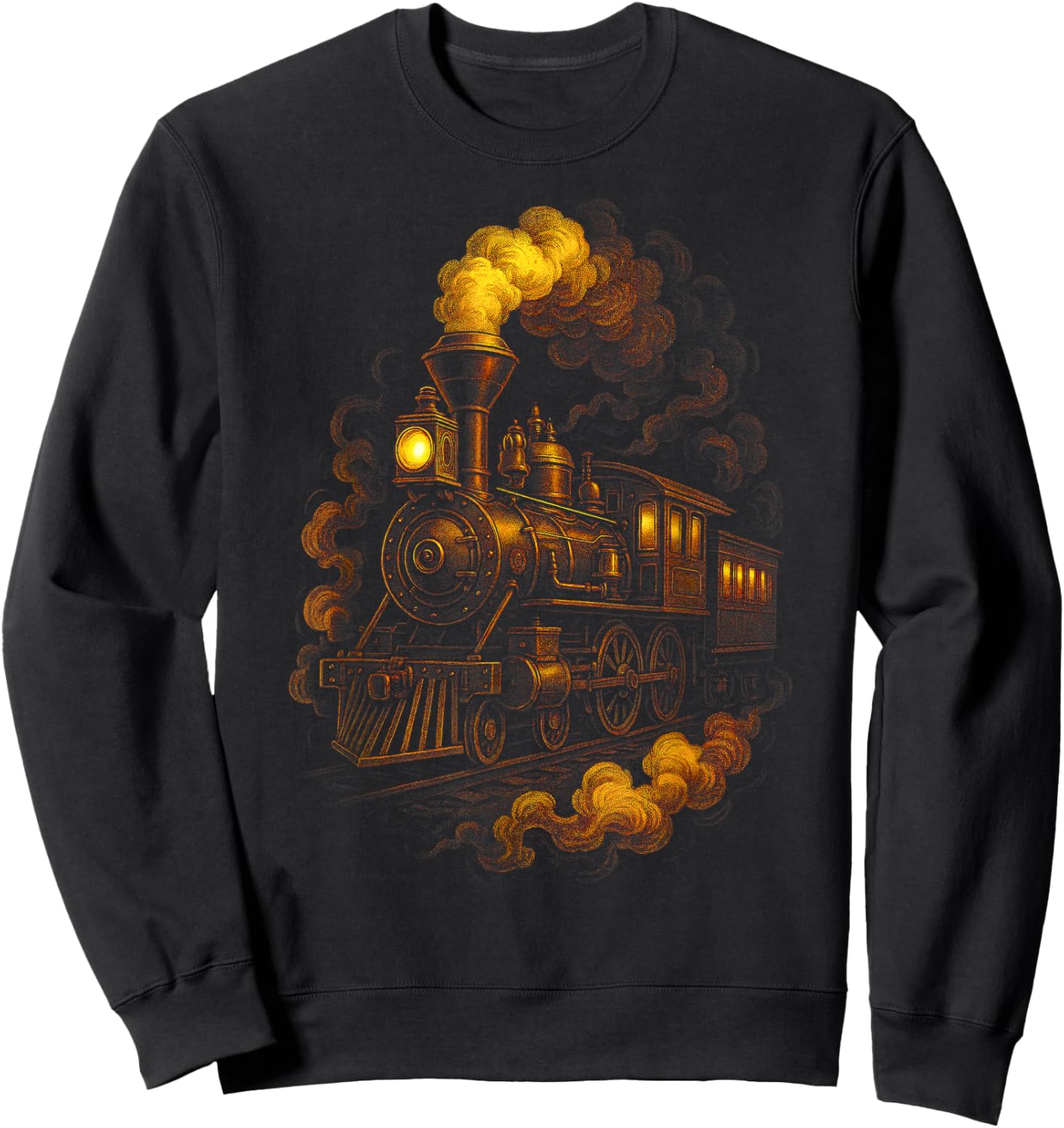 Vintage Steam Locomotive - Train Lover Art Sweatshirt - Sweatshirt | Black