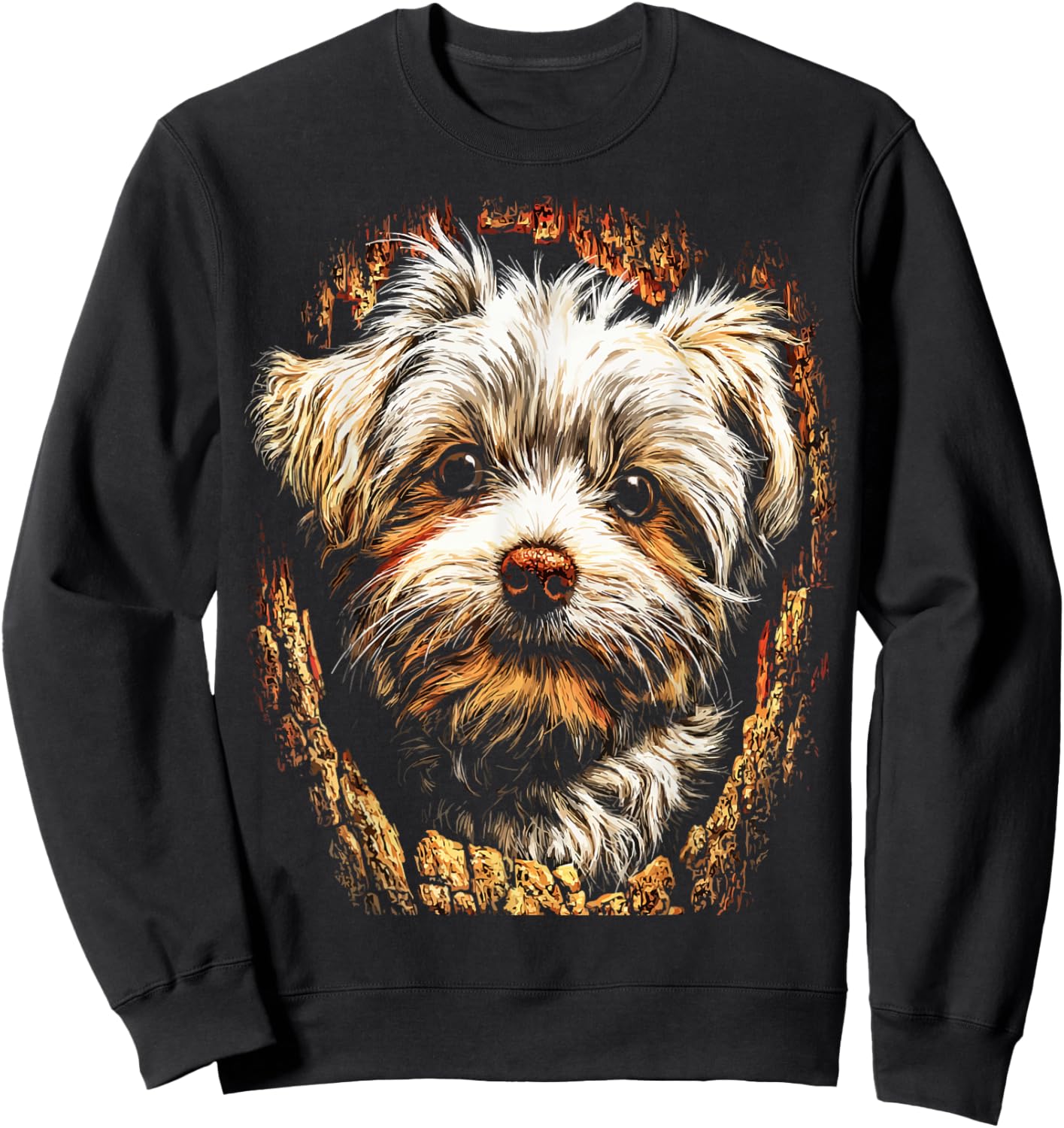 Colorful Maltese Dog Lover Autumn Aesthetic Fall Graphic Sweatshirt - Sweatshirt | Black