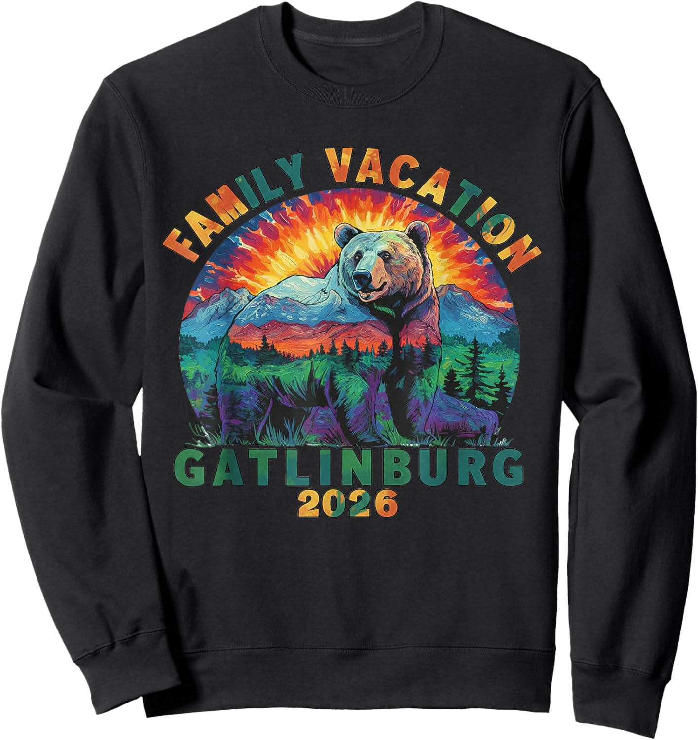Bear Souvenir Family Vacation Tennessee Gatlinburg 2026 Sweatshirt - Sweatshirt | Black