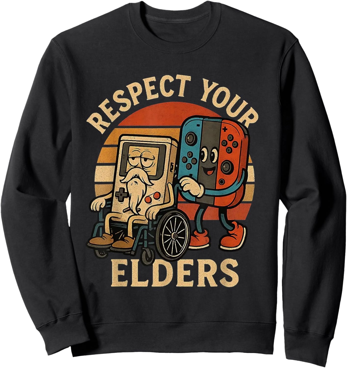 Respect Your Elders Funny Retro Gaming Tech Quote Sweatshirt - Sweatshirt | Black