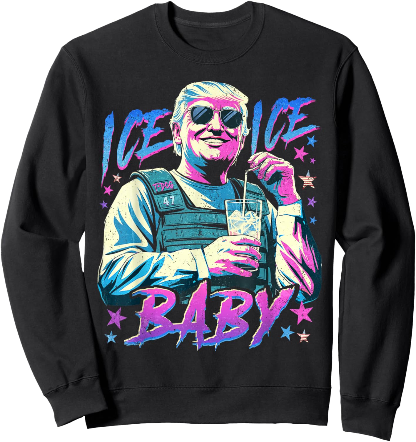 Vintage Ice Baby Funny Trump Sweatshirt - Sweatshirt | Black