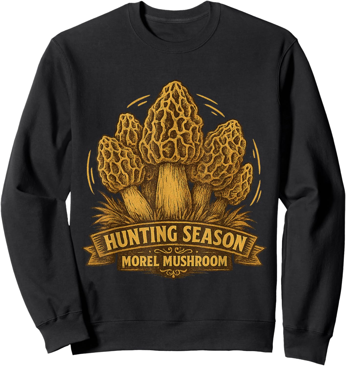 Morel Mushroom Hunting Season Vintage Forager Sweatshirt - Sweatshirt | Black