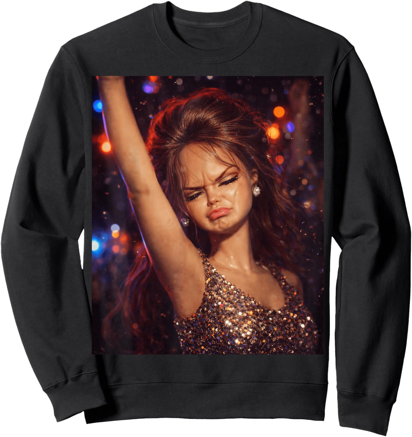 Funny Doll Face Party Meme Sweatshirt - Sweatshirt | Black