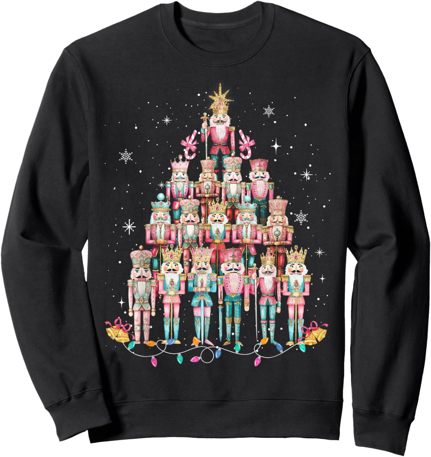 Xmas Tree Nutcracker Nuts Merry Christmas Pajamas Holiday Sweatshirt - Sweatshirt | Black
