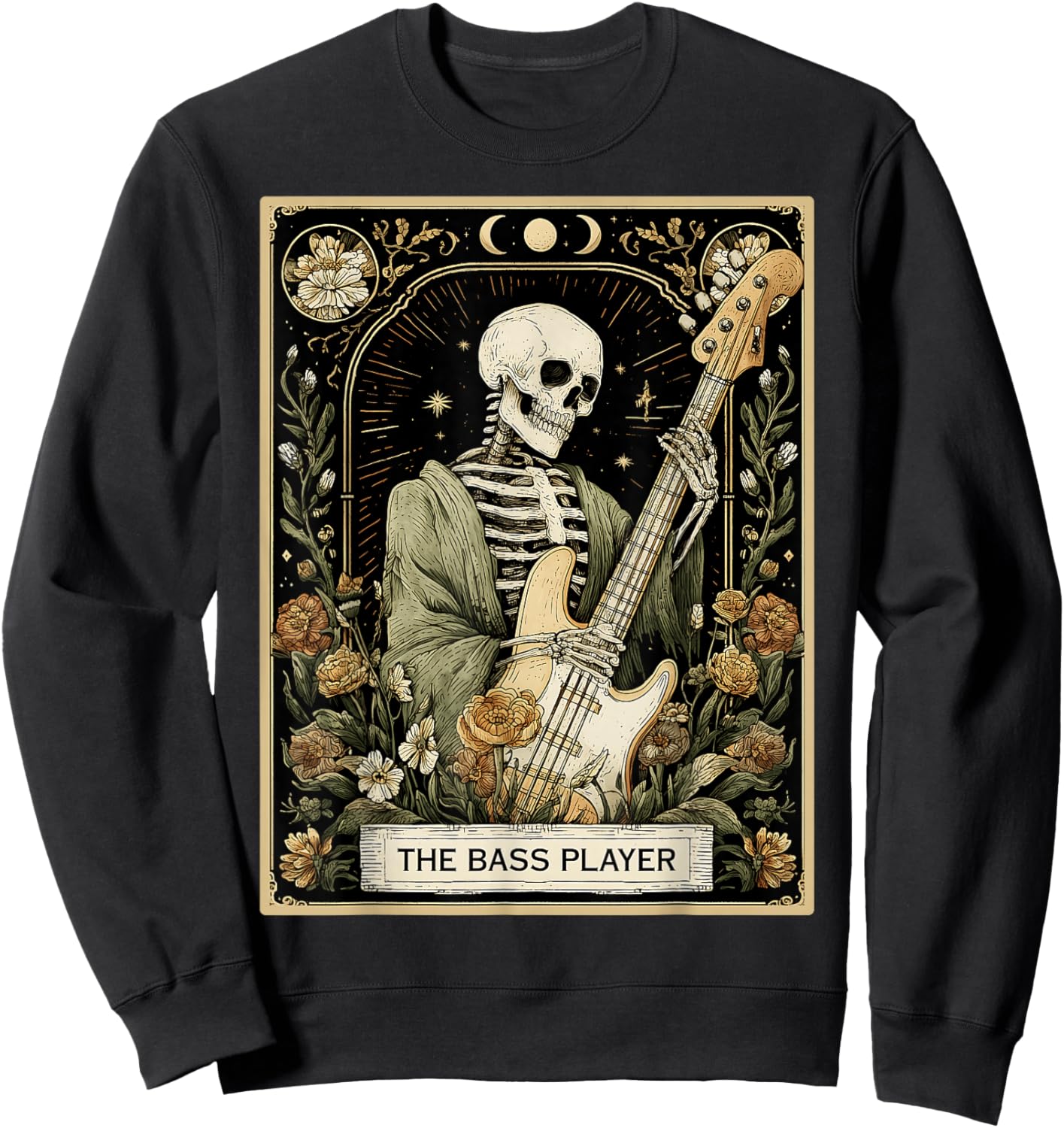 The Bass Player Bassist Guitarist Guitar Tarot Card Skeleton Sweatshirt - Sweatshirt | Black