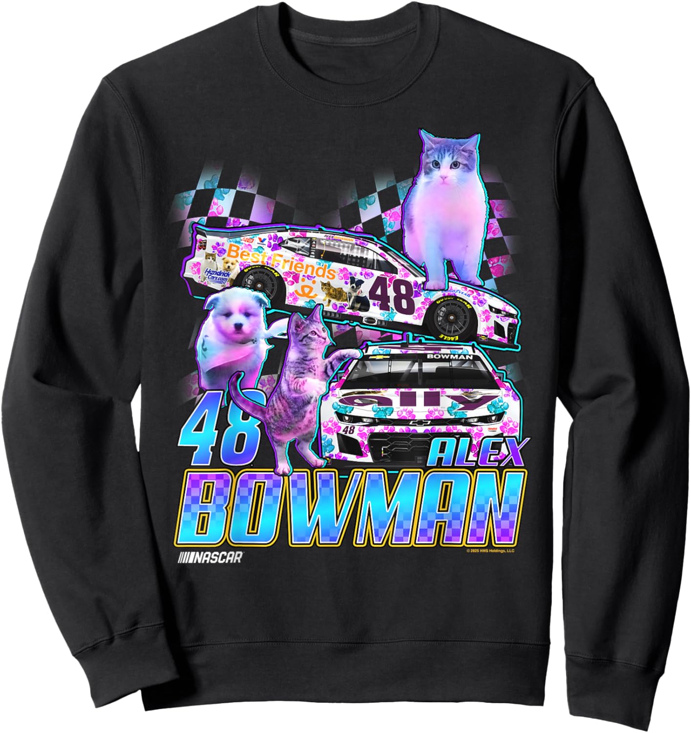 Hendrick Motorsports Alex Bowman No 48 Psychedelic Pets Sweatshirt - Sweatshirt | Black