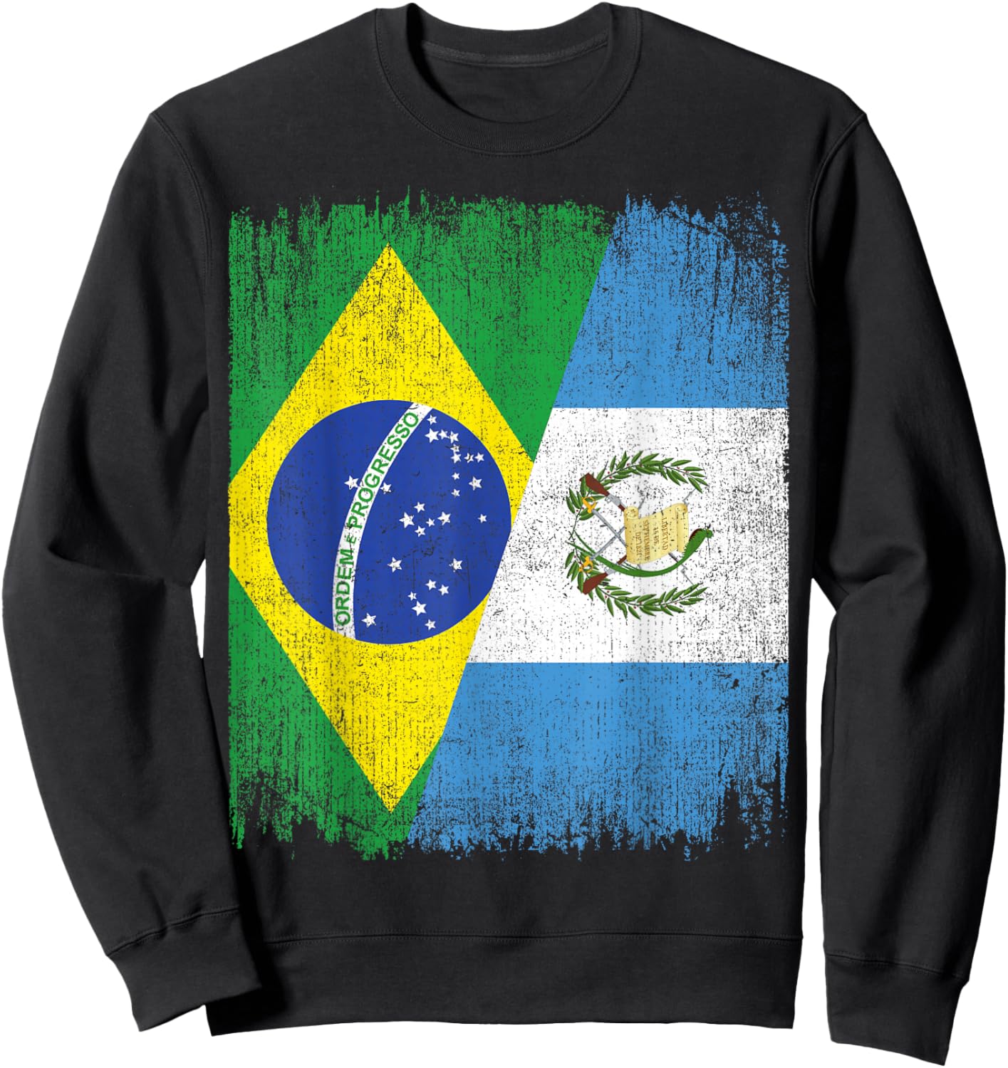 Half Brazil Guatemala Split Flag Brazilian Guatemalan Roots Sweatshirt - Sweatshirt | Black