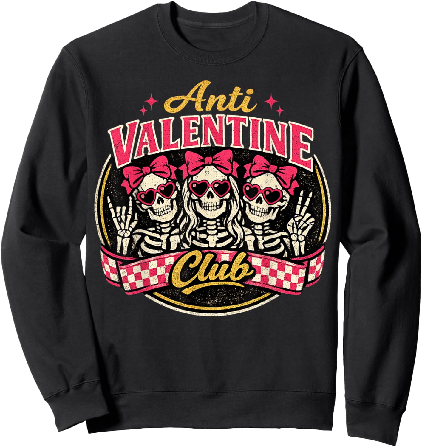 Funny Valentine's Day Friends Group Anti Valentine Club Sweatshirt - Sweatshirt | Black