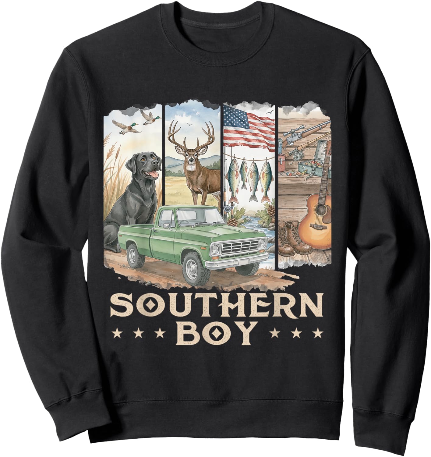 Southern Boy - Lab Hunting Labrador Hunting Dog Sweatshirt - Sweatshirt | Black