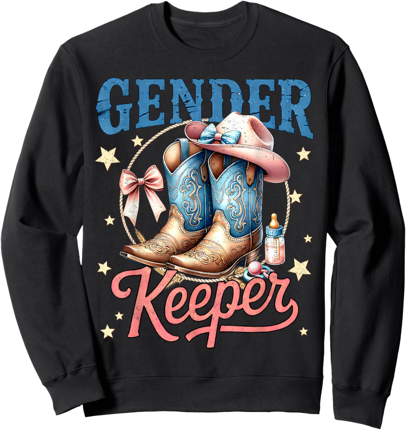 Boots Or Bows Gender Keeper of The Gender Reveal Family Sweatshirt - Sweatshirt | Black