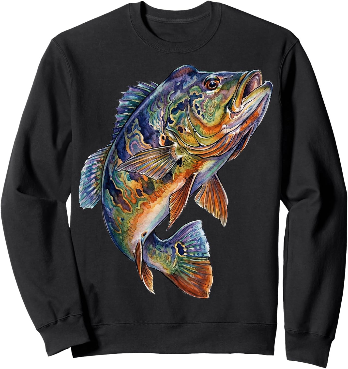 Peacock Bass Fish Abstract Freshwater Aquatic Art Sweatshirt - Sweatshirt | Black
