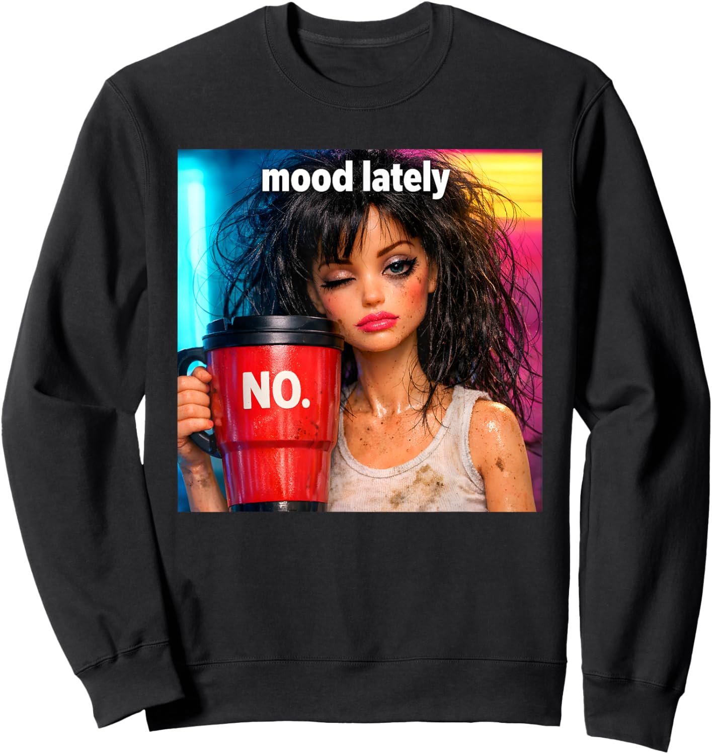 Retro Doll Face Meme Dolls Plastic Digusting Doll Face Meme Sweatshirt - Sweatshirt | Black