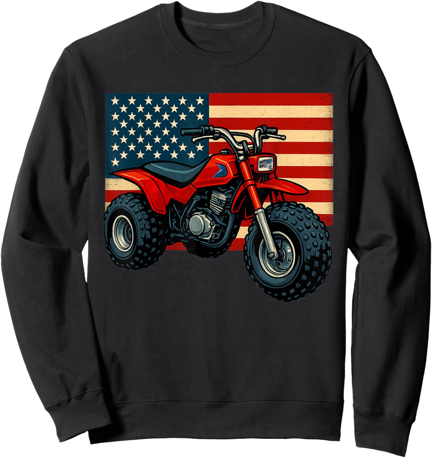 Vintage American Flag 3 Wheeler ATV, ATC Sweatshirt - Sweatshirt | Black