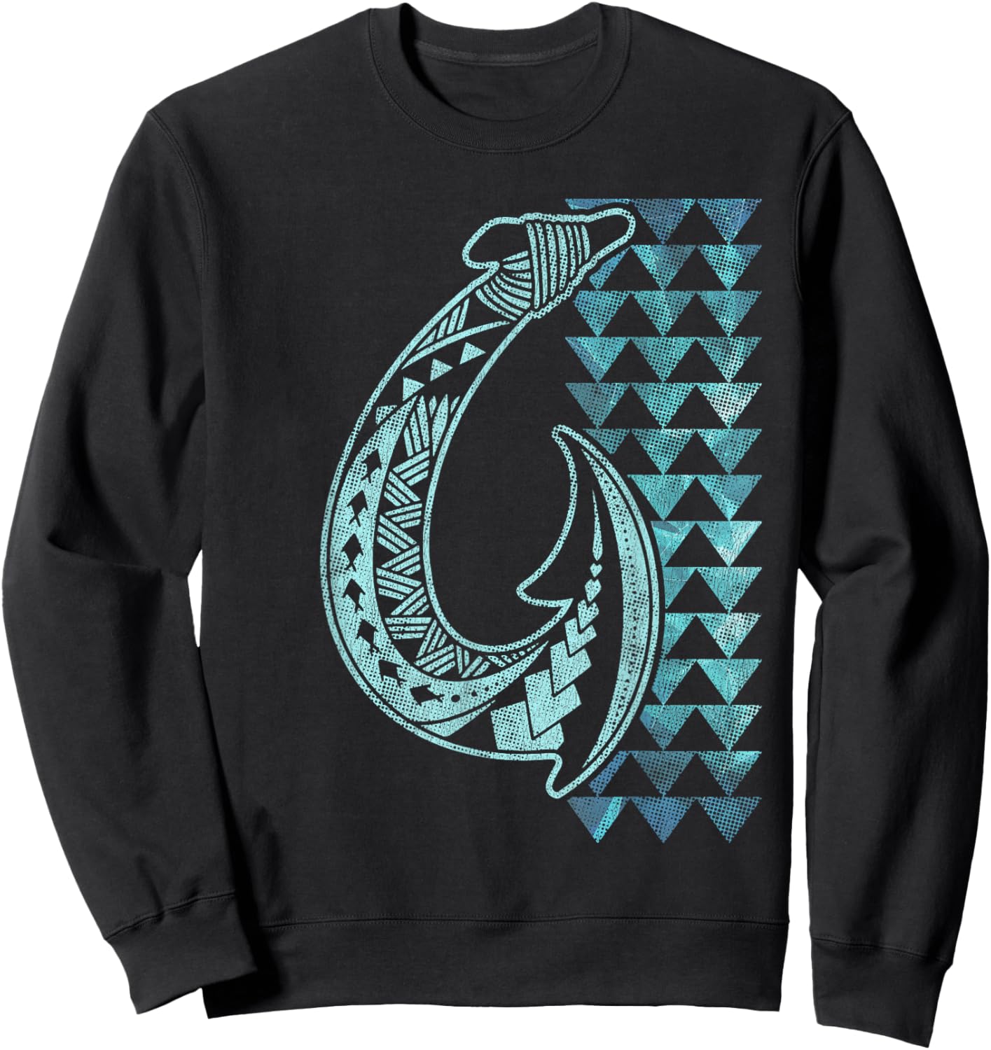 Hawaii Tribal Fish Hook Shark Teeth Hawaiian Maori Vintage Sweatshirt - Sweatshirt | Black