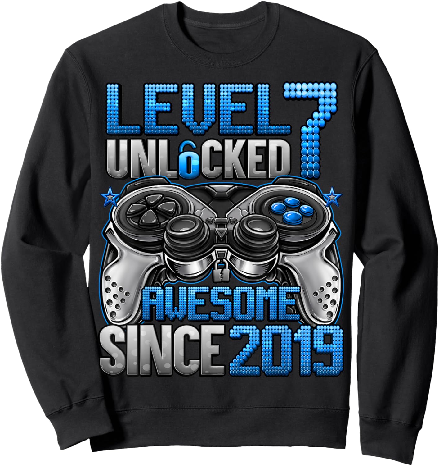 Level 7 Unlocked 7 Year Old Gifts for Boys 7th Birthday Boy Sweatshirt - Sweatshirt | Black