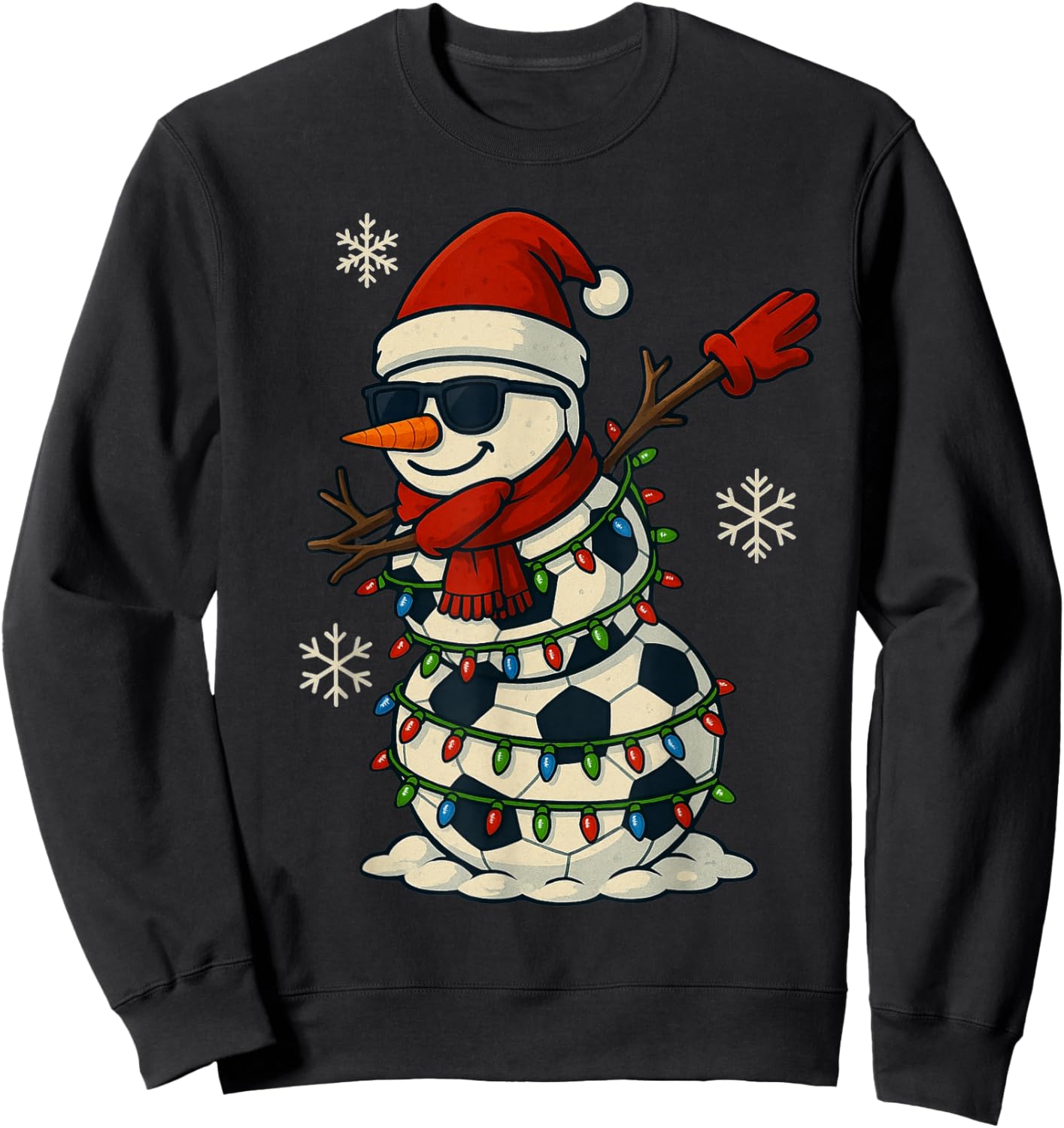 Soccer Balls Snowman Dabbing Funny Christmas Cute Boys Kids Sweatshirt - Sweatshirt | Black