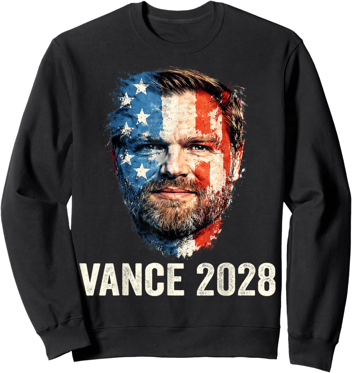 Vance 2028 President 48 US Flag Republican J.D. Vance Retro Sweatshirt - Sweatshirt | Black