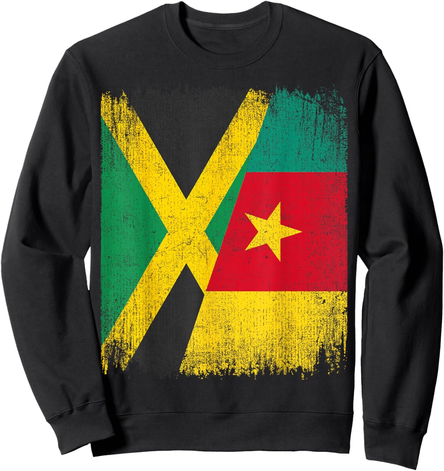 Half Jamaica Cameroon Flag Jamaican Cameroonian Pride Roots Sweatshirt - Sweatshirt | Black