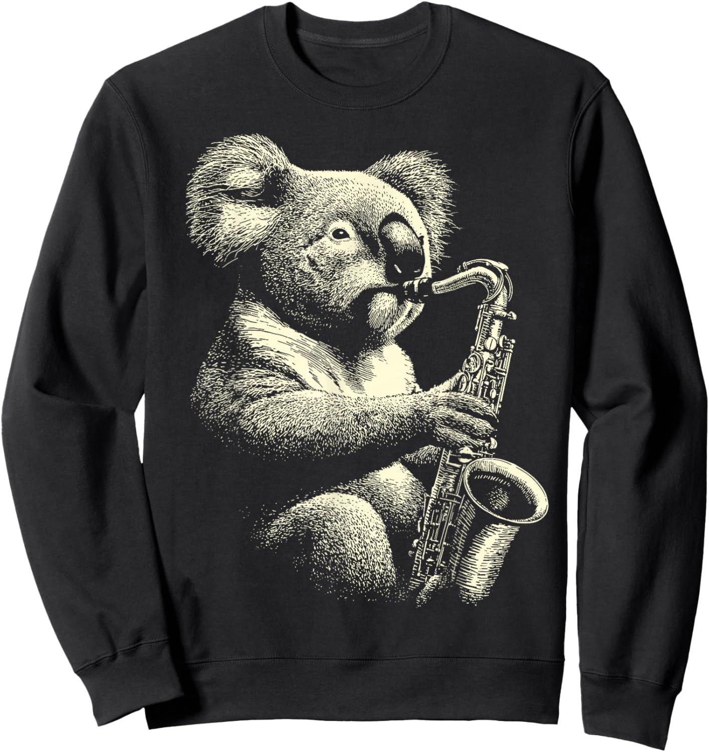Cute Koala Playing Saxophone Player Funny Jazz Musician Sweatshirt - Sweatshirt | Black