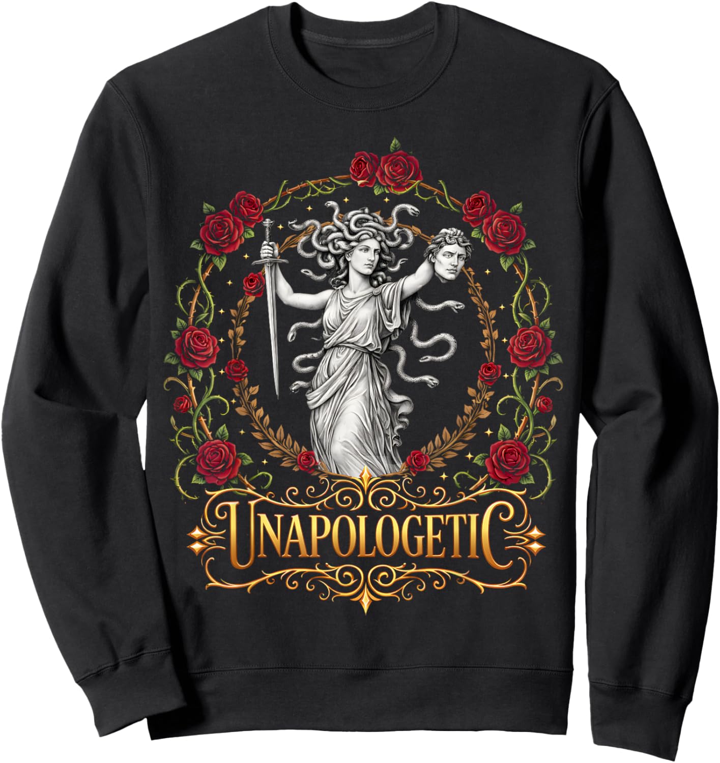 Unapologetic Medusa Feminist Women Sweatshirt - Sweatshirt | Black