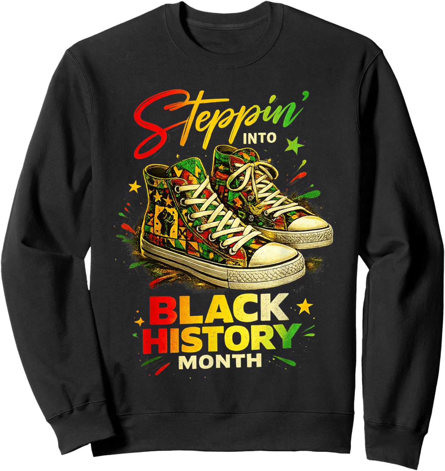 Stepping Into Black History Month Black Girls Sneakers Men Sweatshirt - Sweatshirt | Black