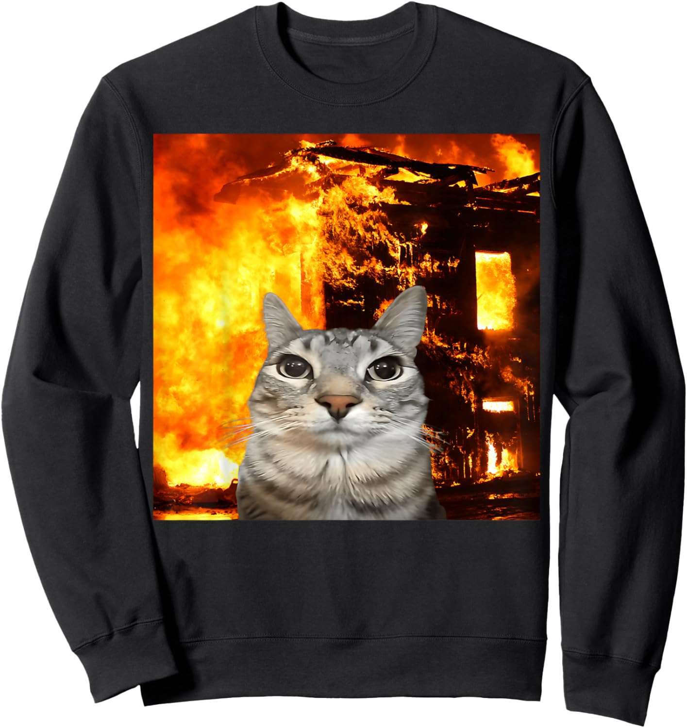 Funny Cat Meme Boys Girls Kids Women Men Teens Silly Graphic Sweatshirt - Sweatshirt | Black