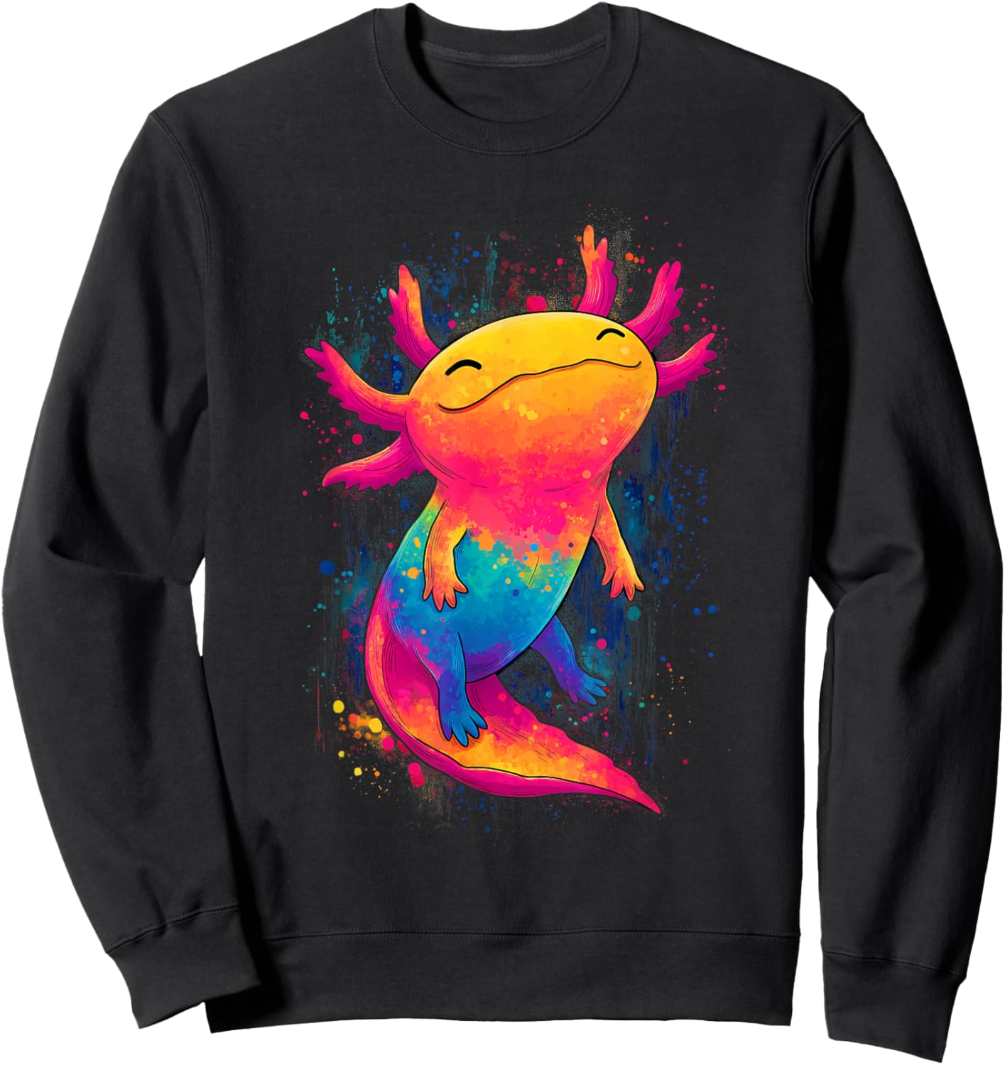 Colorful Rainbow Axolotl Cute Kawaii Style Sweatshirt - Sweatshirt | Black
