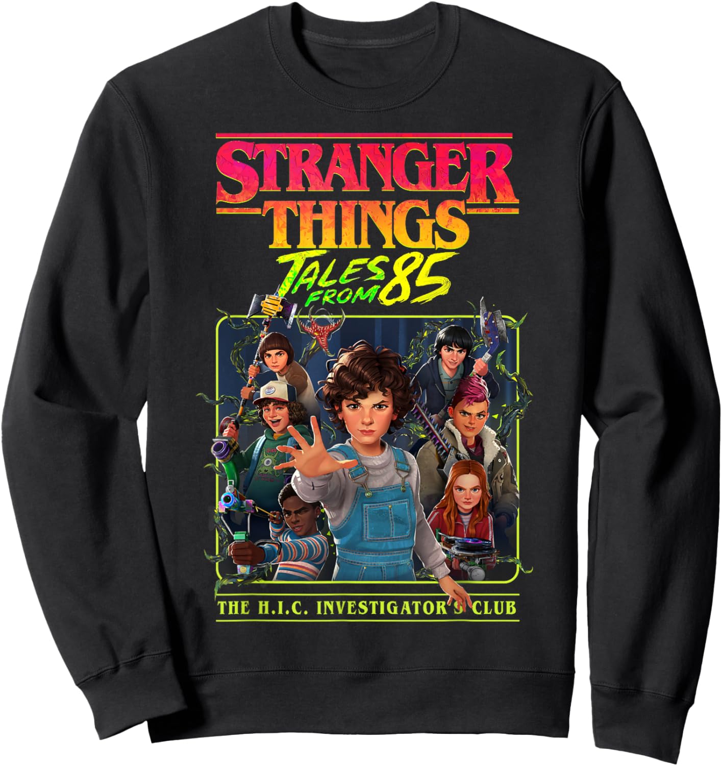 Stranger Things Tales from '85 H.I.C. Investigator's Team Up Sweatshirt - Sweatshirt | Black