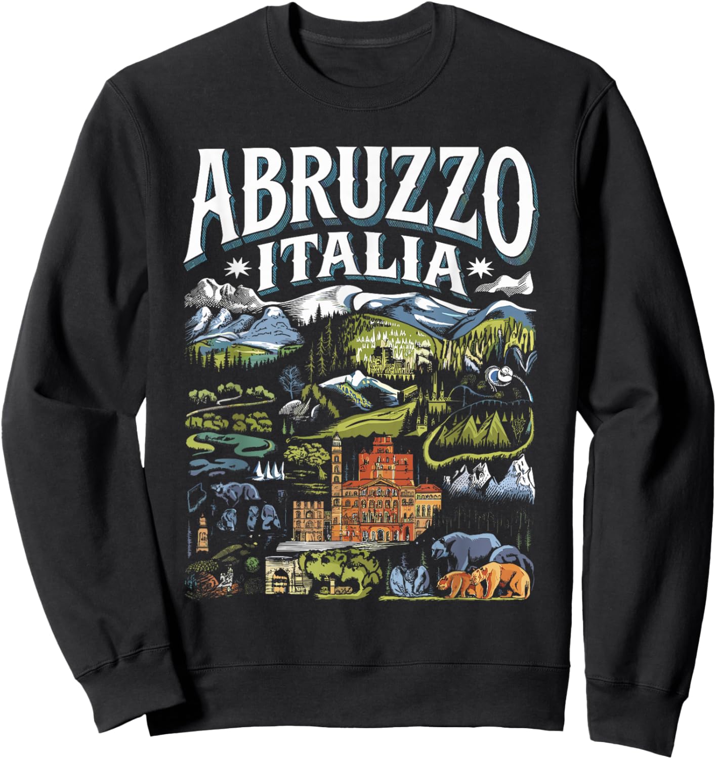 Abruzzo Italia Vintage Flag Design Sweatshirt - Sweatshirt | Black