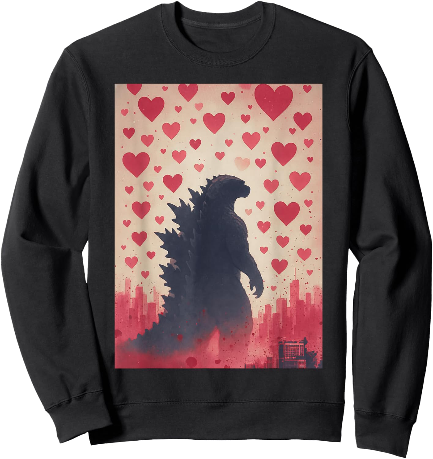 Japanese Valentine Kaiju Monster Art Men Boys Kids Sweatshirt - Sweatshirt | Black