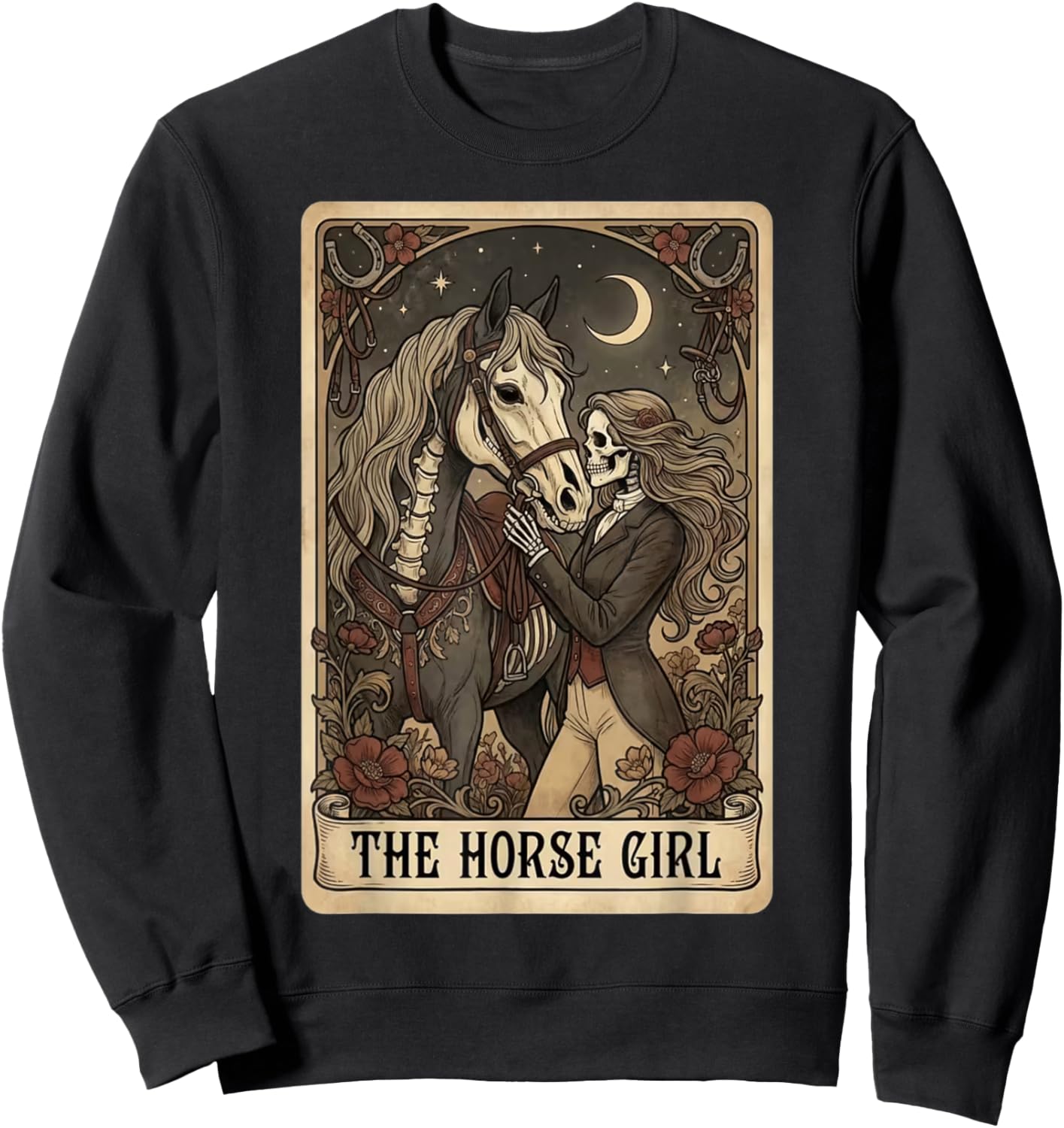 The Horse Girl Tarot Card Gothic Vintage Equestrian Art Sweatshirt - Sweatshirt | Black