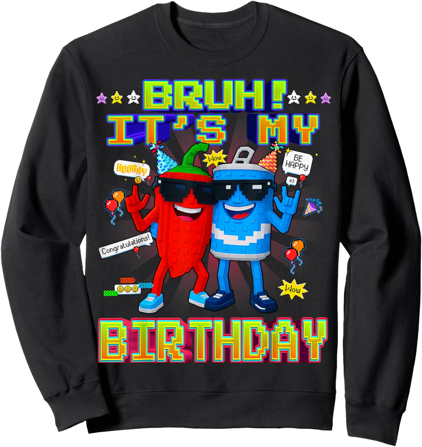 Bruh It's My Birthday Swaggy Bros Funny Brainrot for Kids Sweatshirt - Sweatshirt | Black