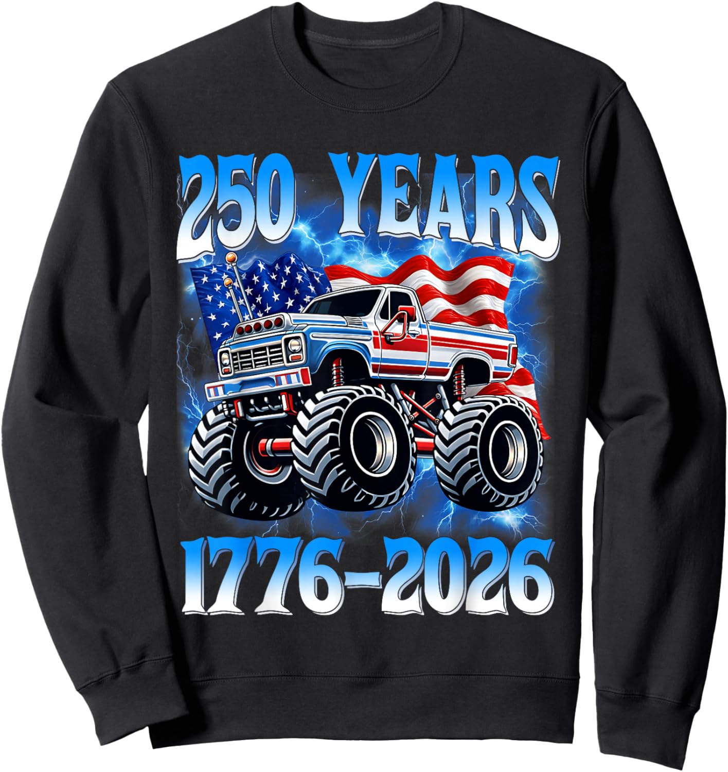 250 Years American 1776 2026 250th Toddler Boys 4th of July Sweatshirt - Sweatshirt | Black