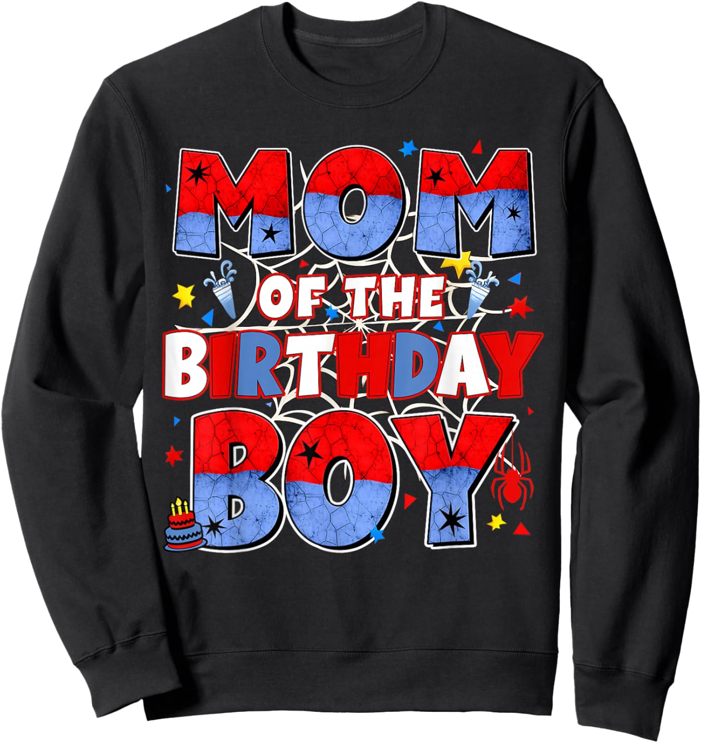 Mom of The Birthday Boy Family Spider Birthday Mommy Mother Sweatshirt - Sweatshirt | Black