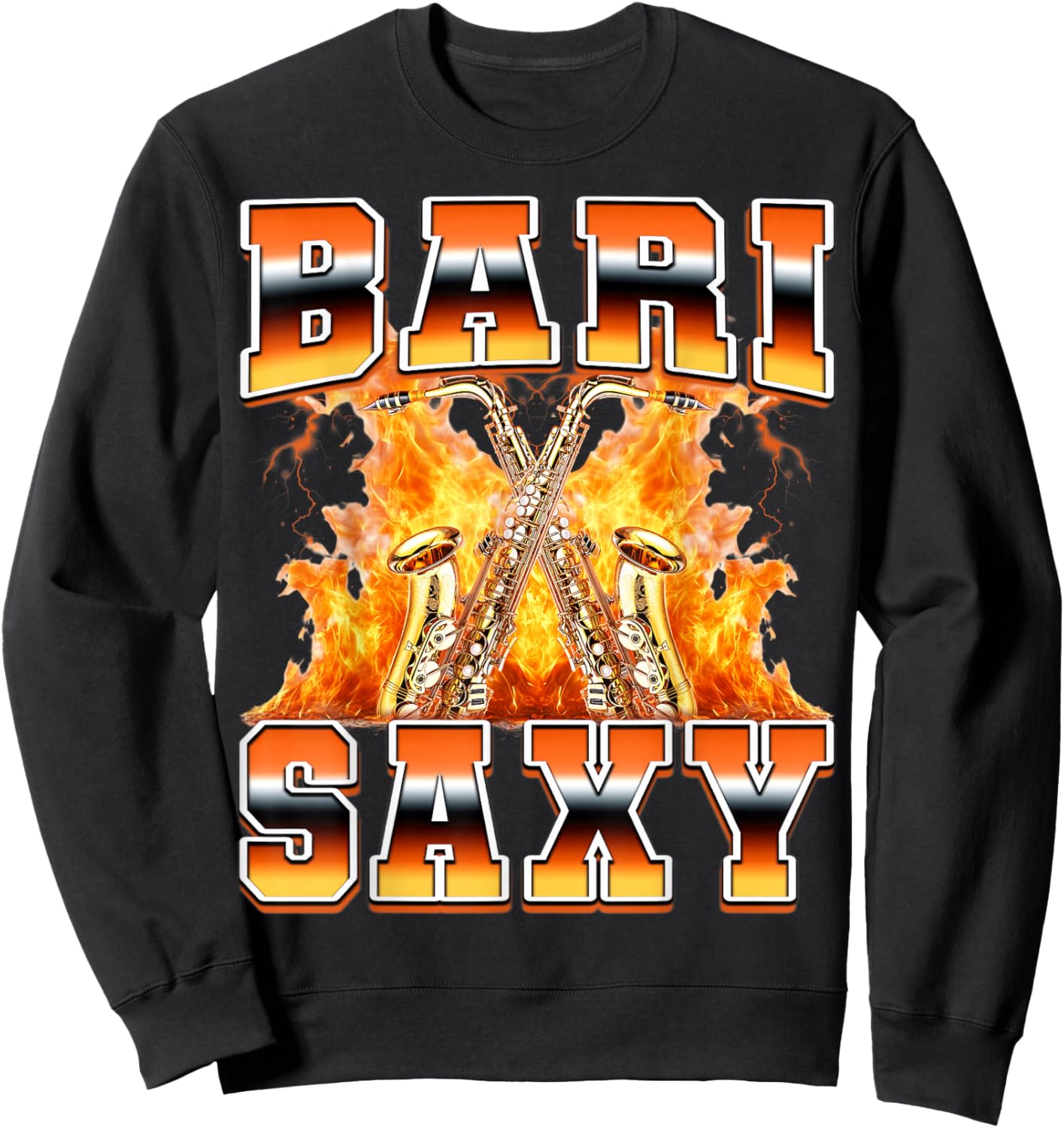 Bari Saxy Saxophone Player Instrument Saxophonist Sax 90s Sweatshirt - Sweatshirt | Black