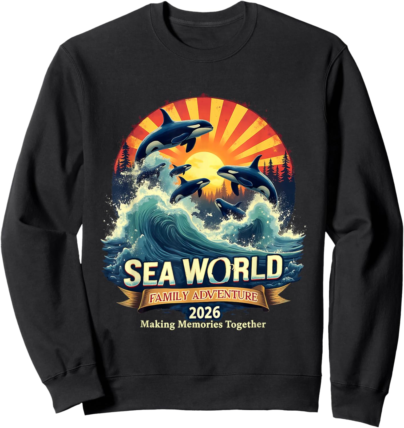 Marine Life Adventure 2026 Dolphin Trip Family Vacation Crew Sweatshirt - Sweatshirt | Black