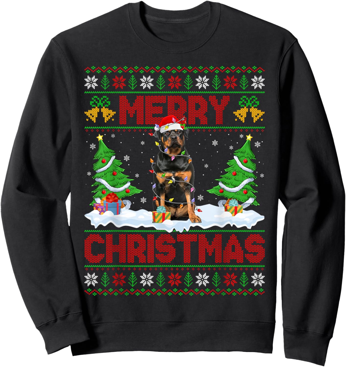 Rottweiler Ugly Xmas Sweater Funny Pet Dog Lover Christmas Sweatshirt - Sweatshirt | Black