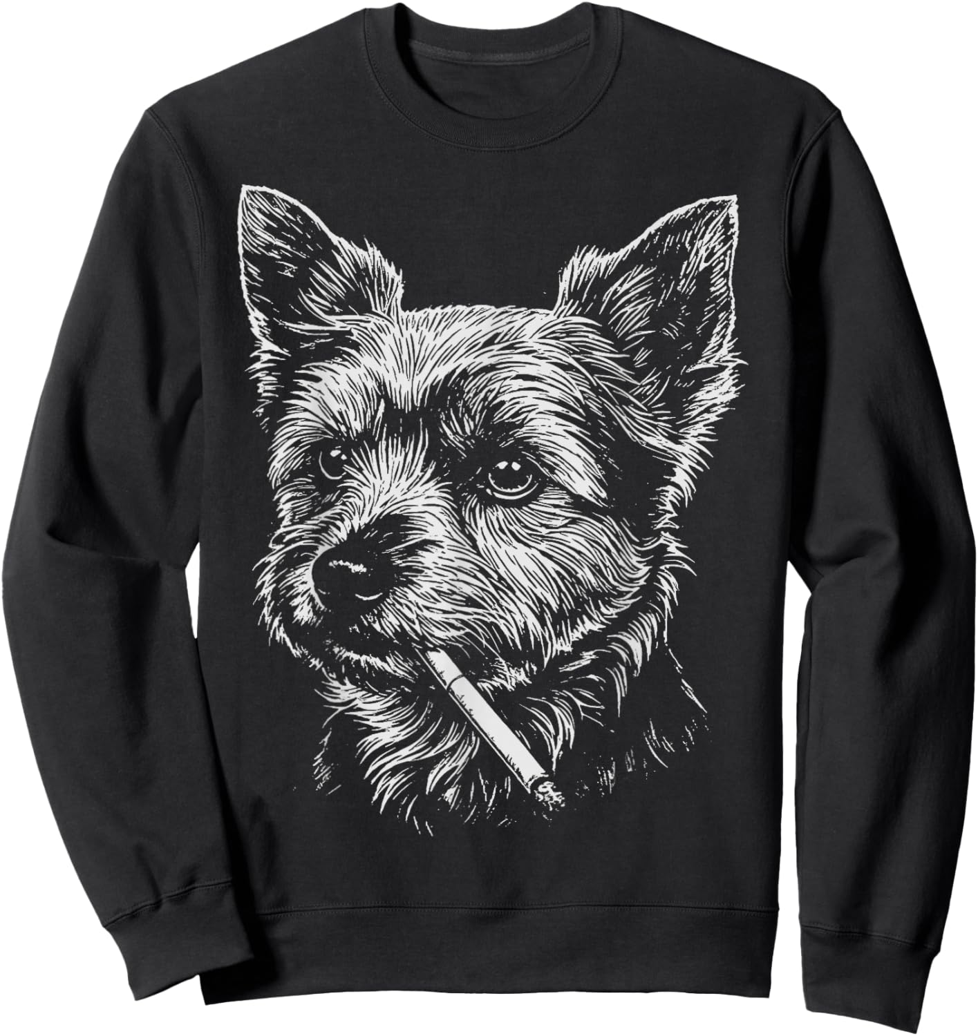 Yorkie Meme Funny Dog Smoking Cigarette Sweatshirt - Sweatshirt | Black