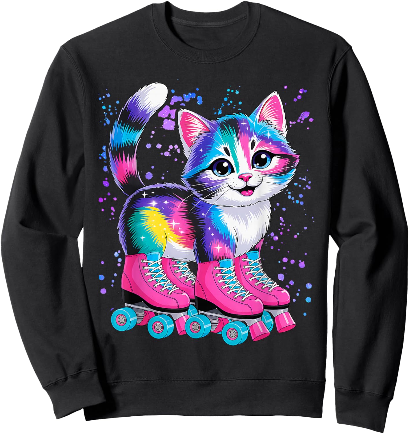 Roller Skating Cat Derby Skater Sweatshirt - Sweatshirt | Black