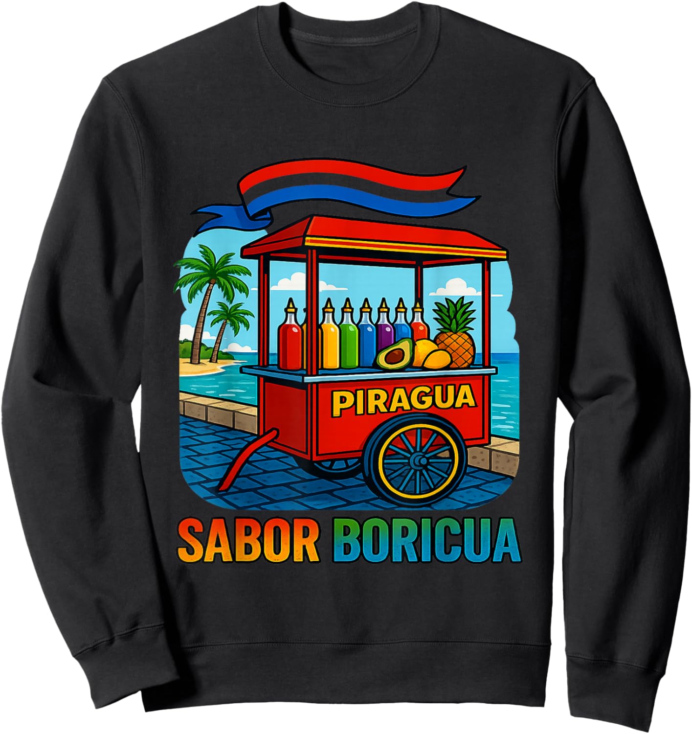 Piragua Sabor Boricua Tropical Vibes Puerto Rico Sweatshirt - Sweatshirt | Black