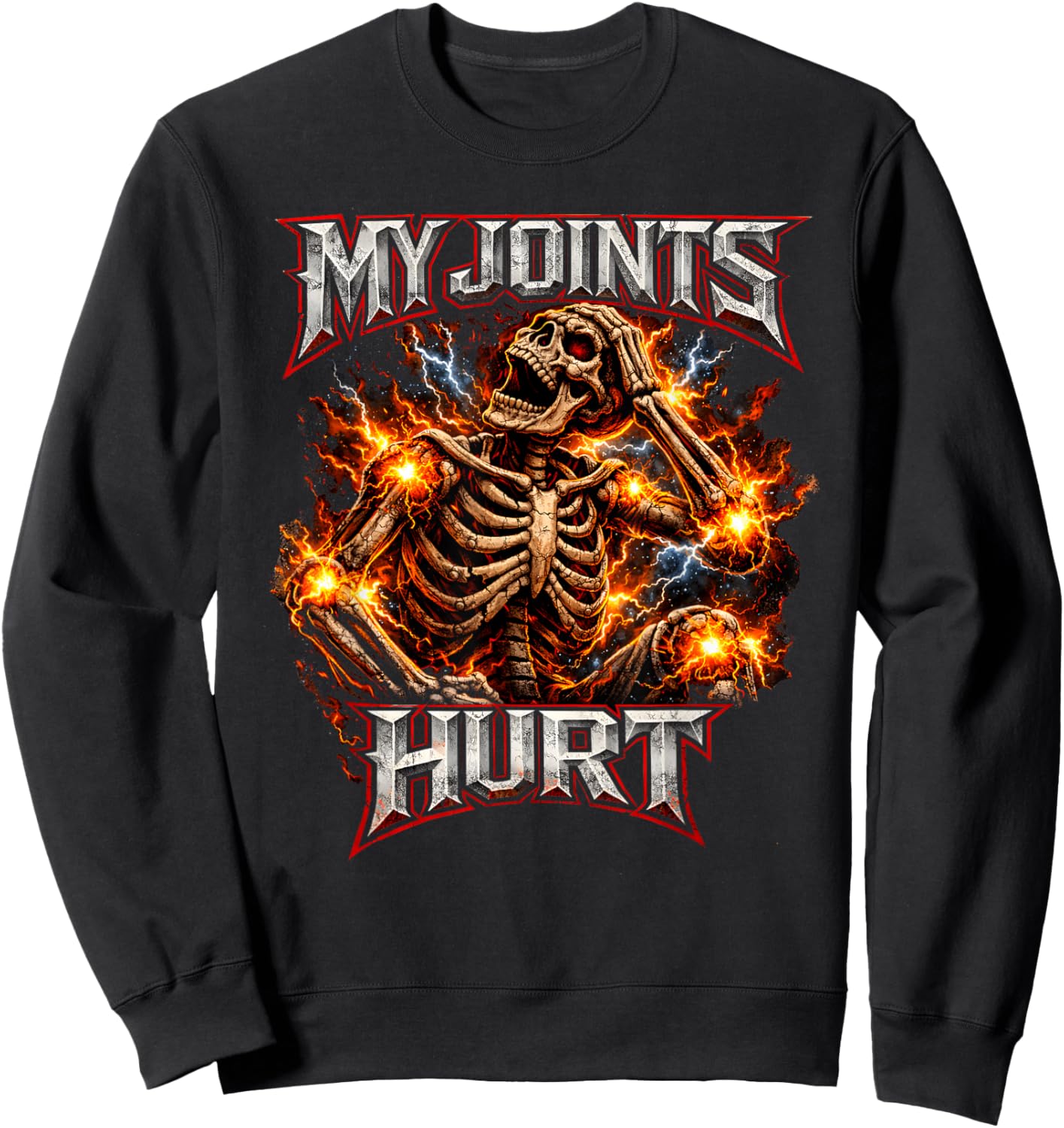 My Joints Hurt Funny Skeleton Flames Ehlers Danlos Syndrome Sweatshirt - Sweatshirt | Black