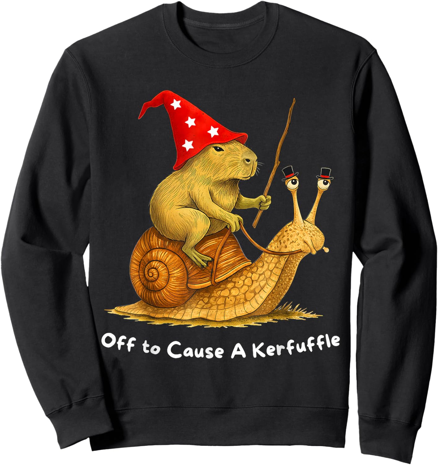 Witchy Capybara Snail Meme Humor Sweatshirt - Sweatshirt | Black
