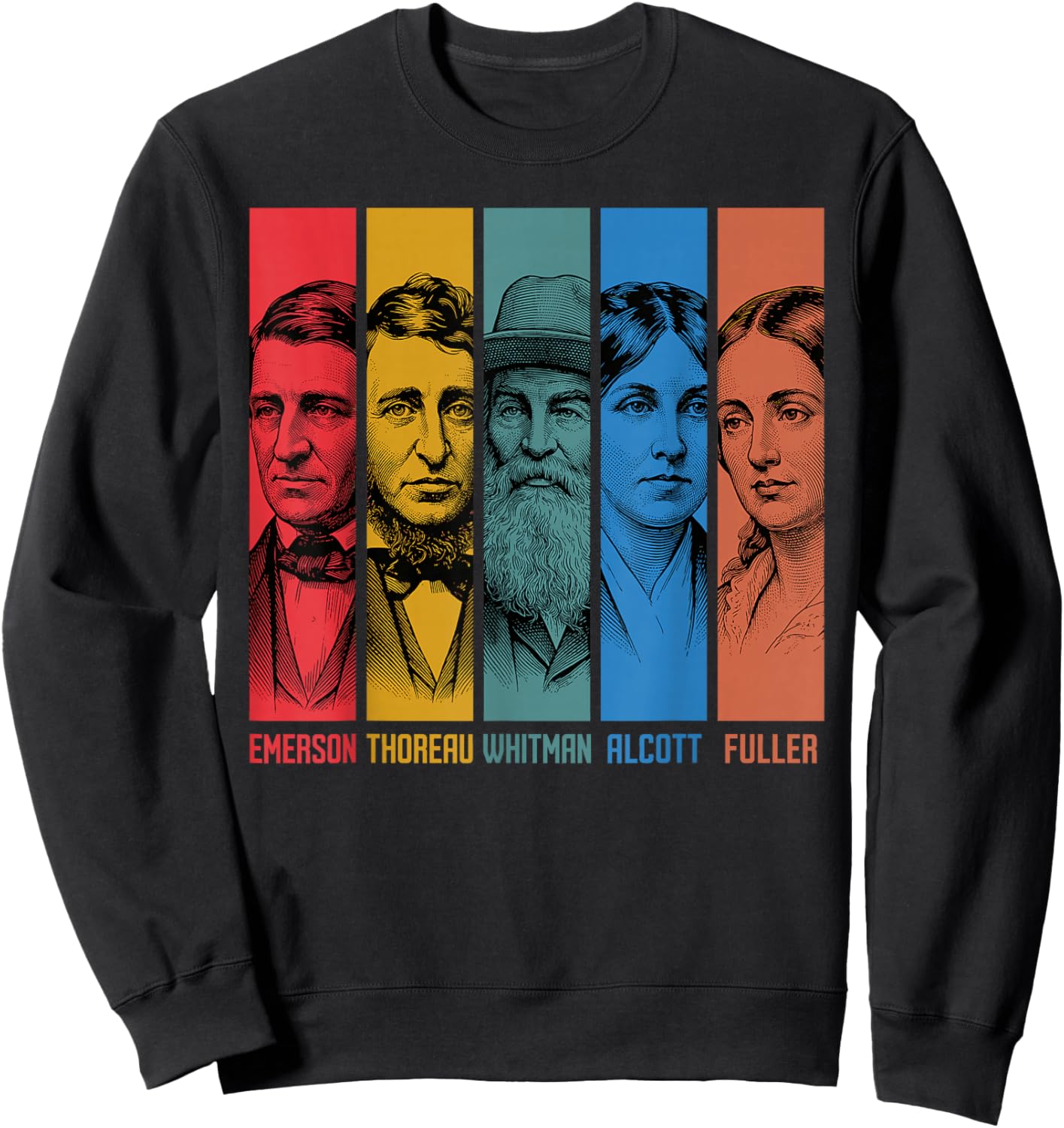 American Transcendentalists Emerson Thoreau Whitman Authors Sweatshirt - Sweatshirt | Black