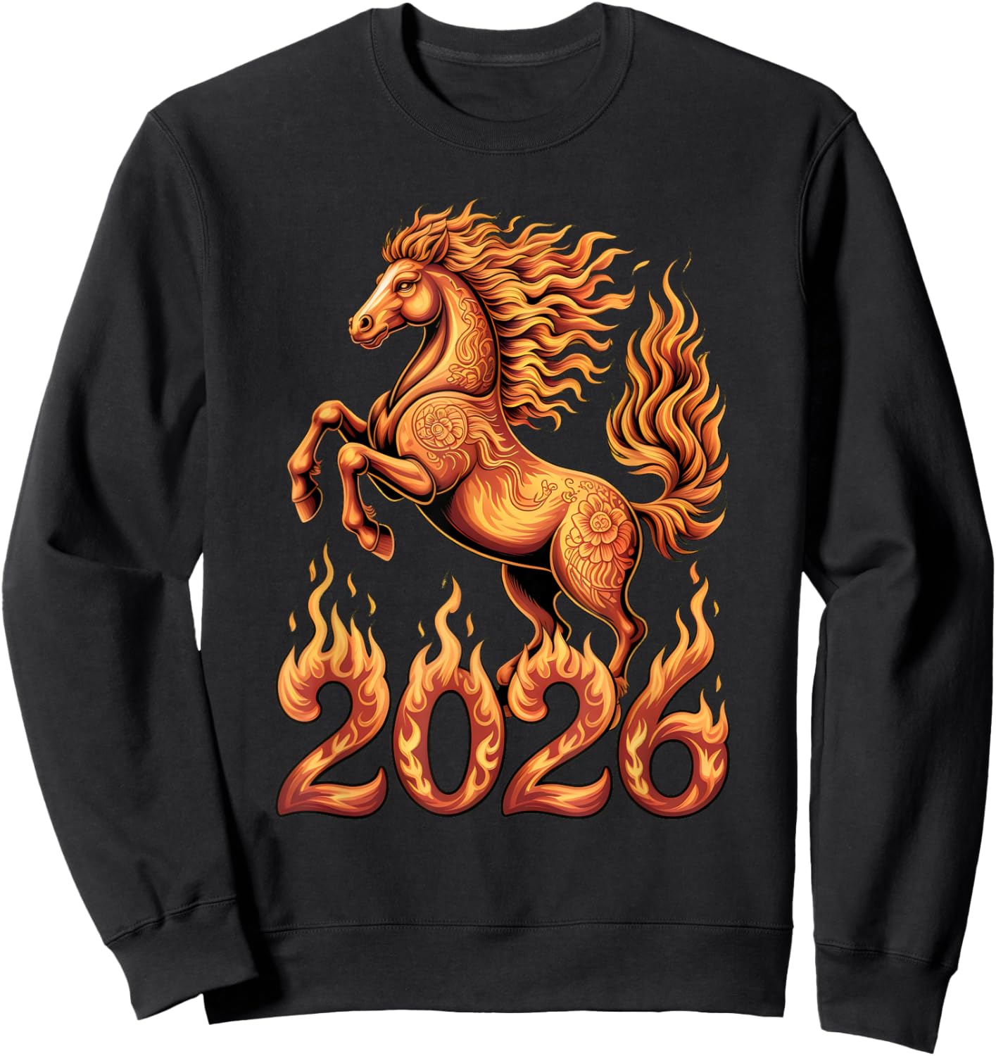 Year of The Horse 2026 Chinese New Year Fire Horse Lunar New Sweatshirt - Sweatshirt | Black